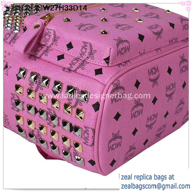 High Quality Replica MCM Small Stark Front Studs Backpack MC4237S Rosy - Click Image to Close